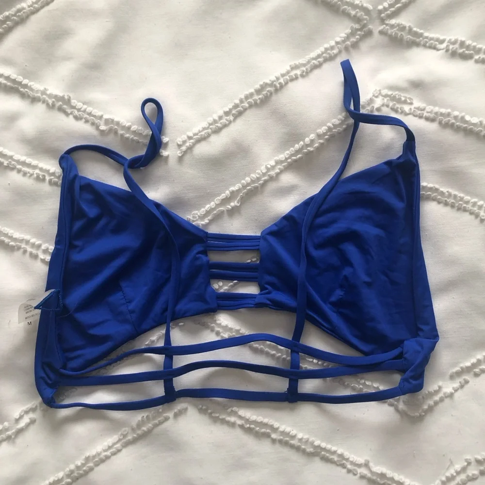 Blue Strappy Women's Swim Top
